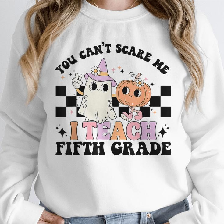 Retro You Can't Scare Me I Teach 5th Grade Teacher Halloween Unisex Sweatshirt, novelty gifts, funny gifts