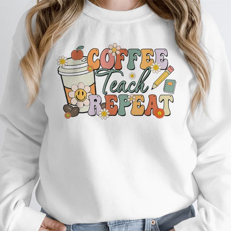 Retro Grovvy Coffee Teach Repeat Teacher Unisex Sweatshirt, novelty gifts, funny gifts Retro Grovvy Coffee Teach Repeat Teacher Unisex Sweatshirt, novelty gifts, funny gifts