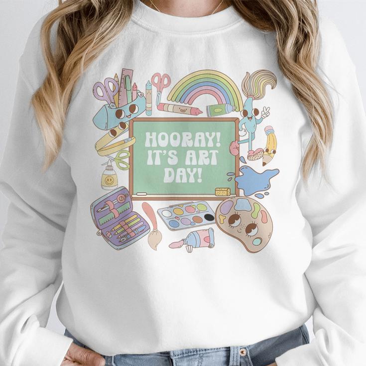 Retro Hooray It's Art Day Art Teacher Back To School Women Unisex Sweatshirt, novelty gifts, funny gifts Retro Hooray It's Art Day Art Teacher Back To School Women Unisex Sweatshirt, novelty gifts, funny gifts