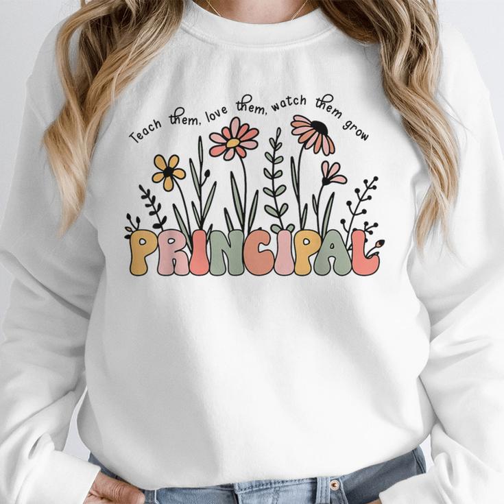 Retro Vintage Floral Principal Shirt For Women Teachers Day Unisex Sweatshirt, novelty gifts, funny gifts