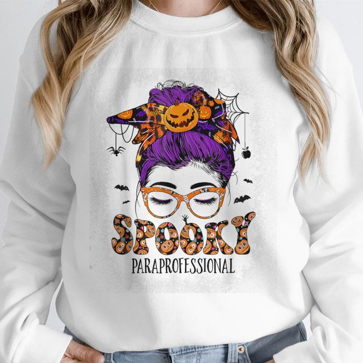 Spooky Paraprofessional Life Halloween Messy Bun Teacher For Men Women Unisex Sweatshirt, novelty gifts, funny gifts Spooky Paraprofessional Life Halloween Messy Bun Teacher For Men Women Unisex Sweatshirt, novelty gifts, funny gifts