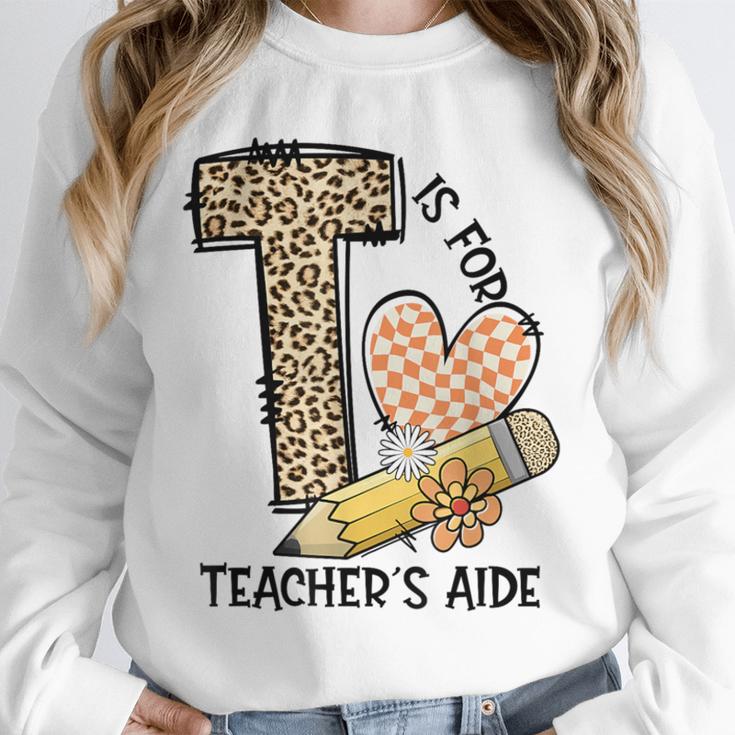 T Is For Teacher’s Aide Back To First Day Of School Leopard Men Women Girls Kids Unisex Sweatshirt, novelty gifts, funny gifts T Is For Teacher’s Aide Back To First Day Of School Leopard Men Women Girls Kids Unisex Sweatshirt, novelty gifts, funny gifts