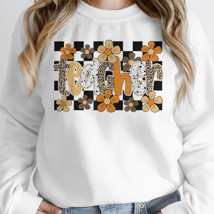 Teacher Appreciation Boho Floral Leopard Checkered Unisex Sweatshirt, novelty gifts, funny gifts Teacher Appreciation Boho Floral Leopard Checkered Unisex Sweatshirt, novelty gifts, funny gifts