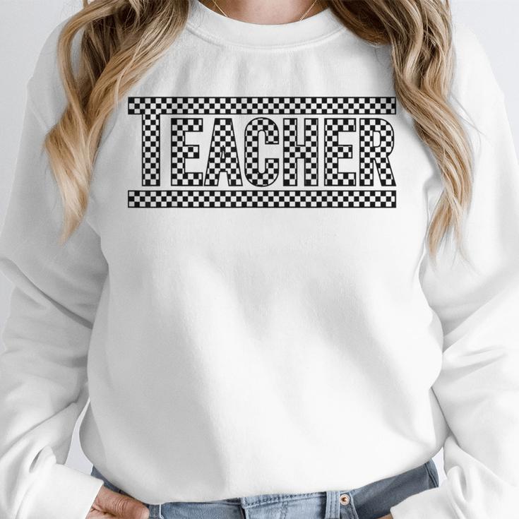 Teacher Checkered Racing Teacher Appreciation Men Women Unisex Sweatshirt, novelty gifts, funny gifts