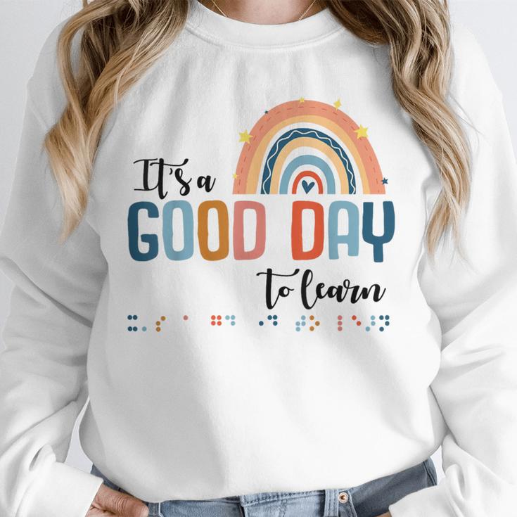Teacher Of Visually Impaired Braille A Good Day To Learn Unisex Sweatshirt, novelty gifts, funny gifts Teacher Of Visually Impaired Braille A Good Day To Learn Unisex Sweatshirt, novelty gifts, funny gifts