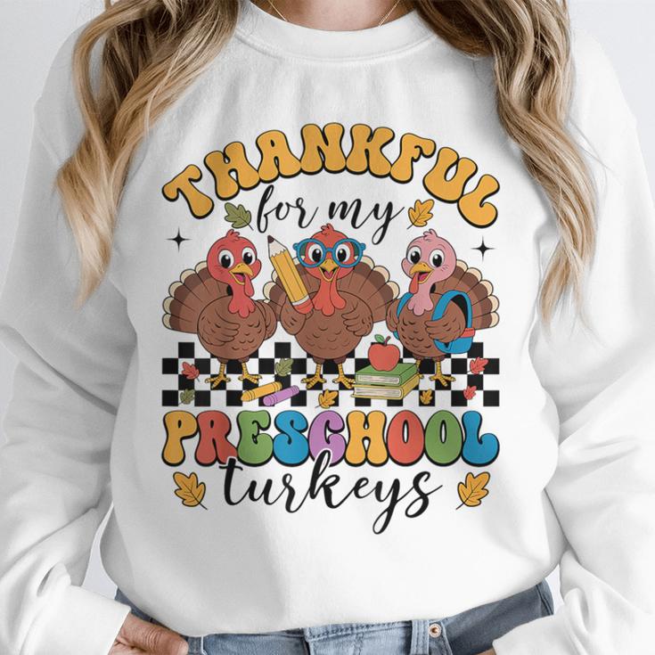 Thankful For My Preschool Turkeys Thanksgiving Teacher Fall Unisex Sweatshirt, novelty gifts, funny gifts Thankful For My Preschool Turkeys Thanksgiving Teacher Fall Unisex Sweatshirt, novelty gifts, funny gifts