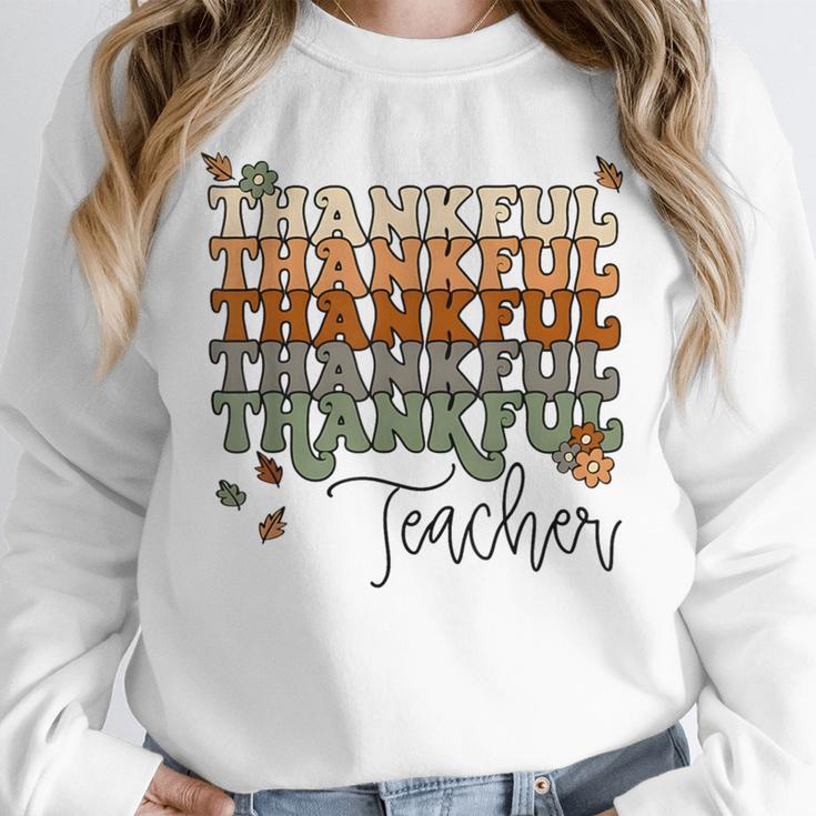 Thankful Teacher Thanksgiving Fall Pumpkin Turkey Unisex Sweatshirt, novelty gifts, funny gifts