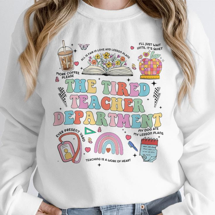 The Tired Teachers Department Retro Groovy Back To School Unisex Sweatshirt, novelty gifts, funny gifts The Tired Teachers Department Retro Groovy Back To School Unisex Sweatshirt, novelty gifts, funny gifts