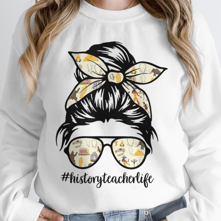 History Teacher Messy Bun Life Hair Glasses Unisex Sweatshirt, novelty gifts, funny gifts History Teacher Messy Bun Life Hair Glasses Unisex Sweatshirt, novelty gifts, funny gifts