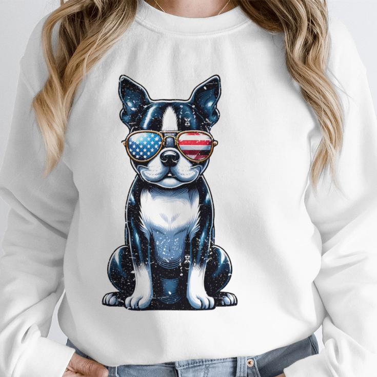 USA Flag Boston Terrier Best Dog Mom Ever 2025 Unisex Sweatshirt, novelty gifts, funny gifts