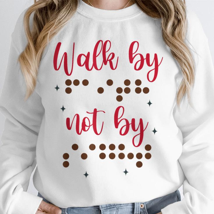 Visually Impaired Teacher Braille Bible Verse Walk By Faith Unisex Sweatshirt, novelty gifts, funny gifts Visually Impaired Teacher Braille Bible Verse Walk By Faith Unisex Sweatshirt, novelty gifts, funny gifts
