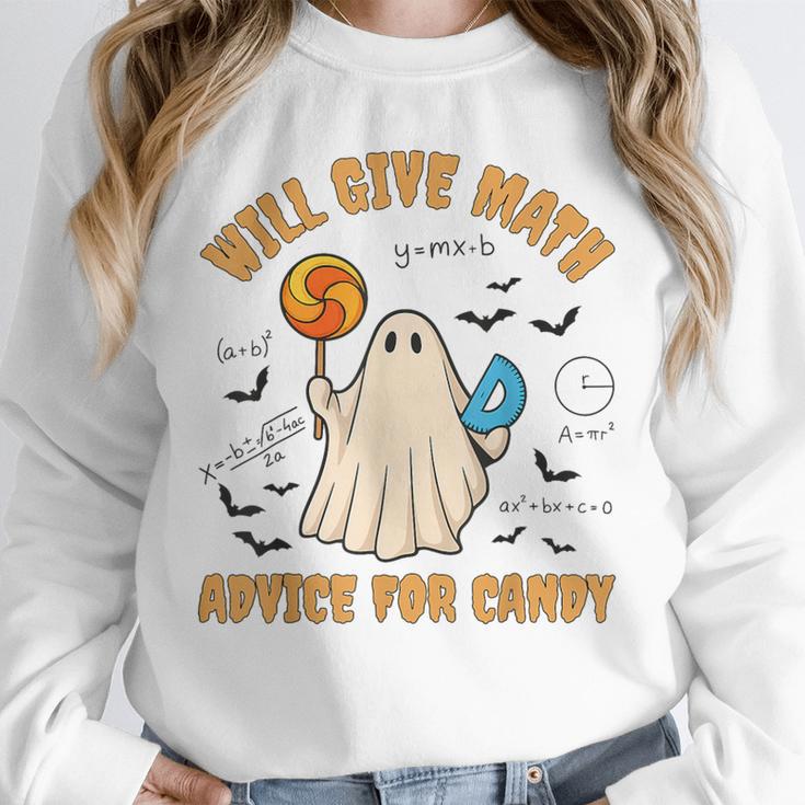 Will Give Math Advice For Candy Math Ghost Teacher Halloween Unisex Sweatshirt, novelty gifts, funny gifts