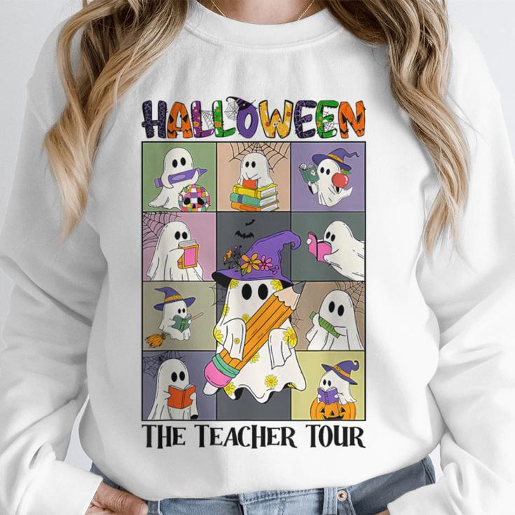 Women Halloween The Teacher Tour Ghosts Pencil Pumpkins Unisex Sweatshirt, novelty gifts, funny gifts