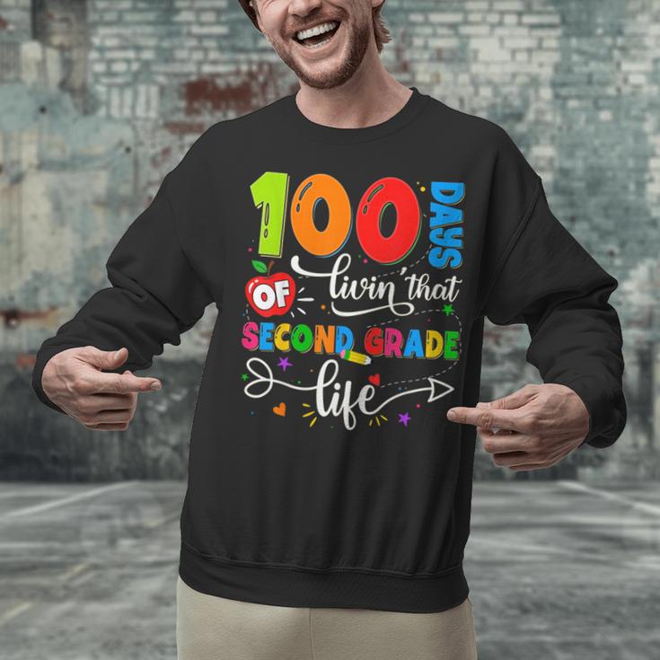 100 Days Of Living That 2nd Grade Life Boy Girl Teacher Unisex Sweatshirt, 2nd Grade Teacher Sweatshirts, gift for family, gift for coworker