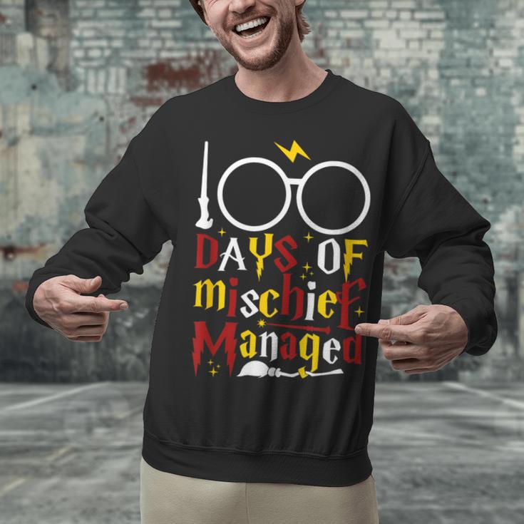 100 Days Of Mischief Managed Teacher Kid 100th Day Of School Unisex Sweatshirt, gift for family, gift for coworker