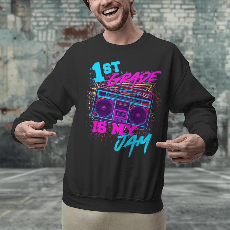 1st Grade Is My Jam Vintage 80s 80's Teacher Student Retro Unisex Sweatshirt, gift for family, gift for coworker 1st Grade Is My Jam Vintage 80s 80's Teacher Student Retro Unisex Sweatshirt, gift for family, gift for coworker
