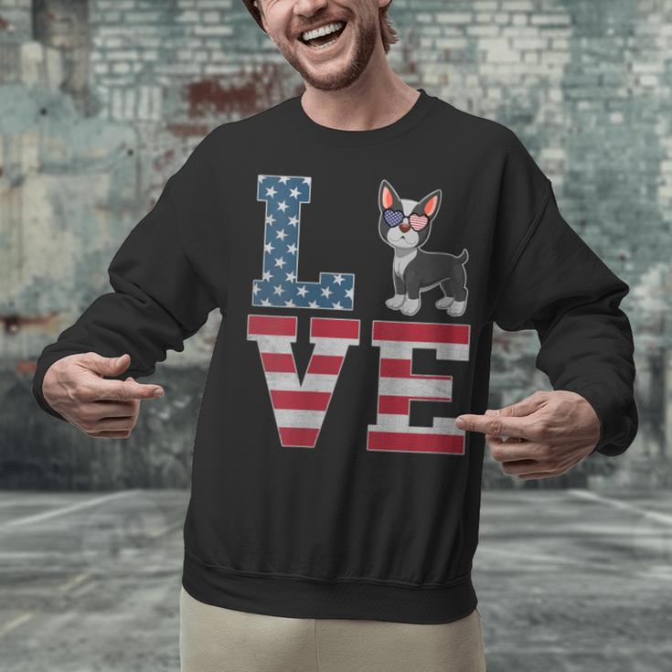 4th Of July Decor Patriotic LOVE Boston Terrier USA Flag Unisex Sweatshirt, Patriotic Boston Terrier Sweatshirts, Boston Terrier 4th Of July Sweatshirts, gift for family, gift for coworker