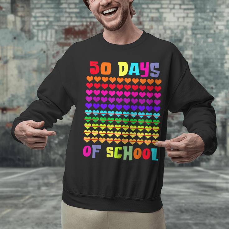 50 Days Of School Hearts Teacher Happy 50th Day Of School Unisex Sweatshirt, gift for family, gift for coworker 50 Days Of School Hearts Teacher Happy 50th Day Of School Unisex Sweatshirt, gift for family, gift for coworker