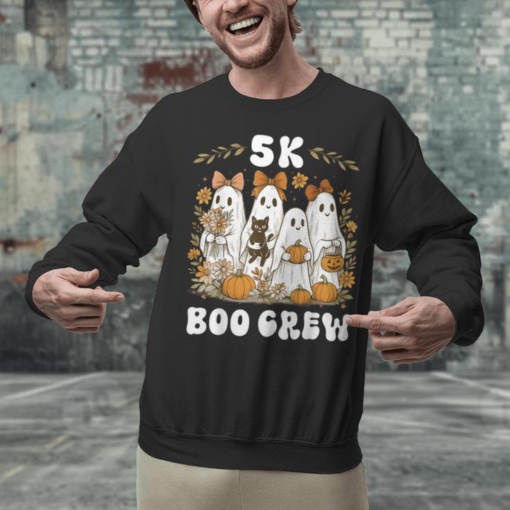 5K Boo Crew Halloween Teacher K5 Floral Ghost Trick Or Teach Unisex Sweatshirt, gift for family, gift for coworker