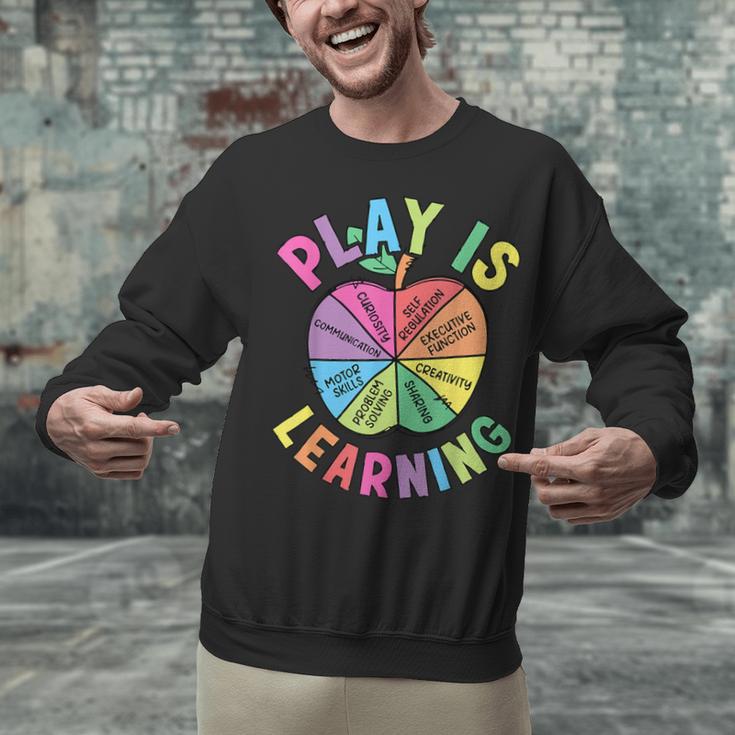 Apple Retro Play Is Learning Kindergarten Teacher Daycare Unisex Sweatshirt, gift for family, gift for coworker