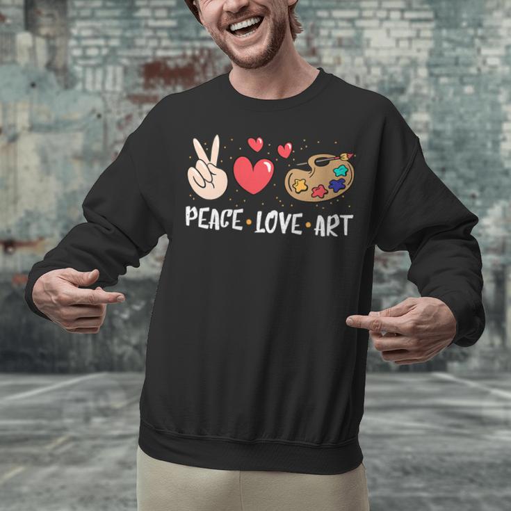 Art Teacher Peace Love Art For Artists And Painters Unisex Sweatshirt, gift for family, gift for coworker