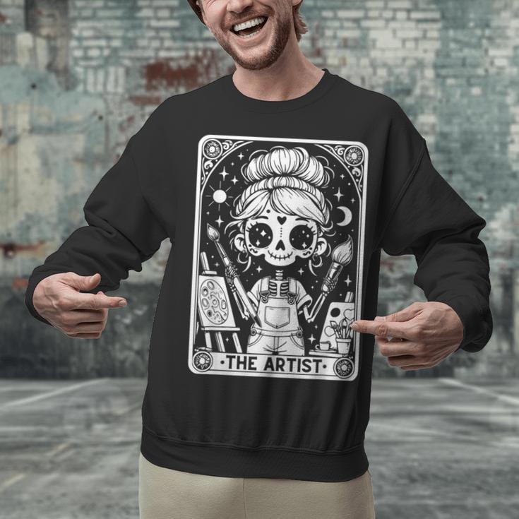 Artist Tarot Card Skeleton Painter Art Teacher Witchy Unisex Sweatshirt, gift for family, gift for coworker