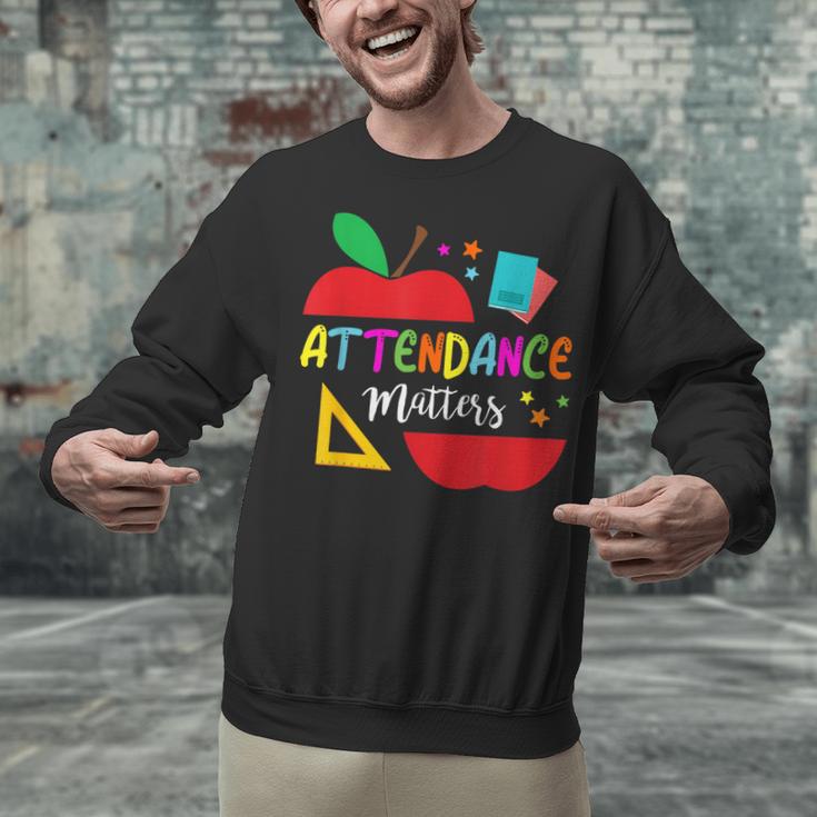 Attendance Matters Teacher Apple For Back To School Unisex Sweatshirt, gift for family, gift for coworker Attendance Matters Teacher Apple For Back To School Unisex Sweatshirt, gift for family, gift for coworker