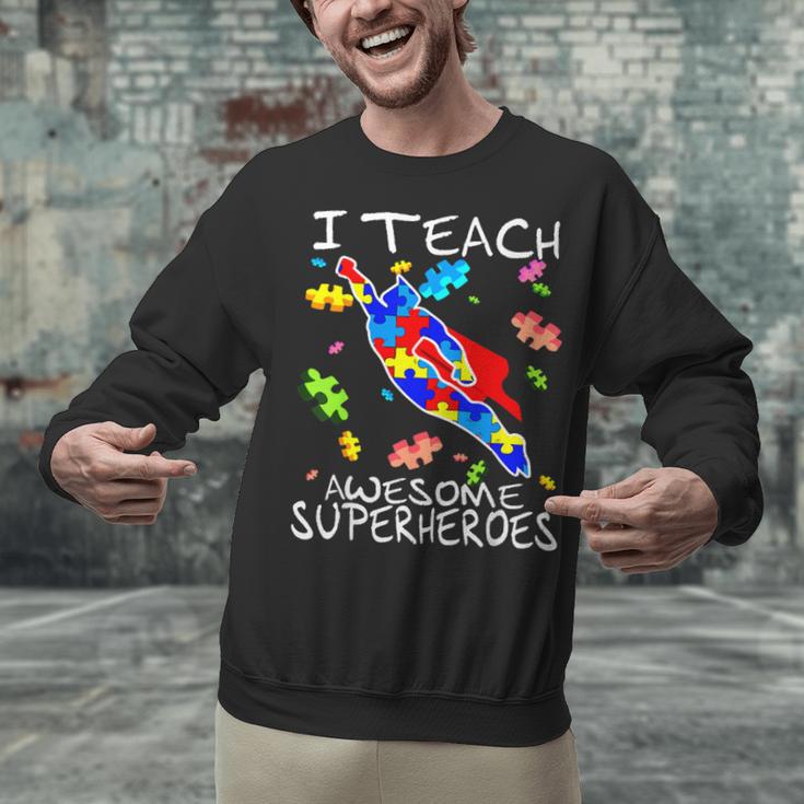 Autism Awareness Teacher I Teach Awesome Superheroes Unisex Sweatshirt, gift for family, gift for coworker Autism Awareness Teacher I Teach Awesome Superheroes Unisex Sweatshirt, gift for family, gift for coworker