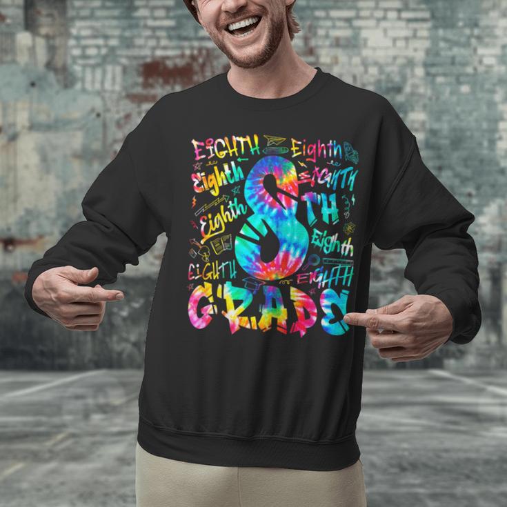 Back To School Eighth 8th Grade Tie Dye Typography Teacher Unisex Sweatshirt, gift for family, gift for coworker Back To School Eighth 8th Grade Tie Dye Typography Teacher Unisex Sweatshirt, gift for family, gift for coworker