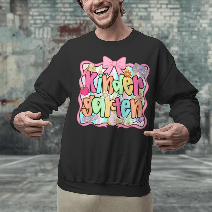 Back To School Kindergarten Preppy Teacher Girl Unisex Sweatshirt, gift for family, gift for coworker