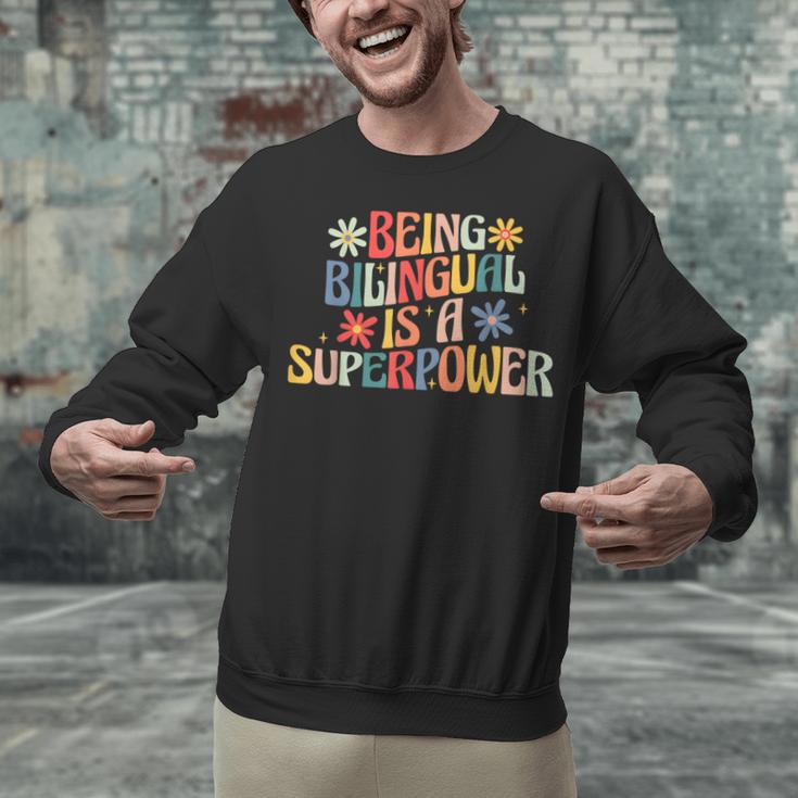 Being Bilingual Is A Superpower Back To School ESL Teacher Unisex Sweatshirt, Esl Teacher Sweatshirts, gift for family, gift for coworker Being Bilingual Is A Superpower Back To School ESL Teacher Unisex Sweatshirt, Esl Teacher Sweatshirts, gift for family, gift for coworker