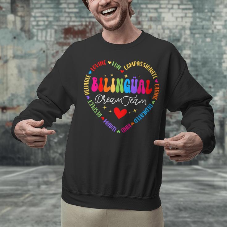 Bilingues Dream Team Dual Language Bilingual Crew Teacher Unisex Sweatshirt, gift for family, gift for coworker Bilingues Dream Team Dual Language Bilingual Crew Teacher Unisex Sweatshirt, gift for family, gift for coworker