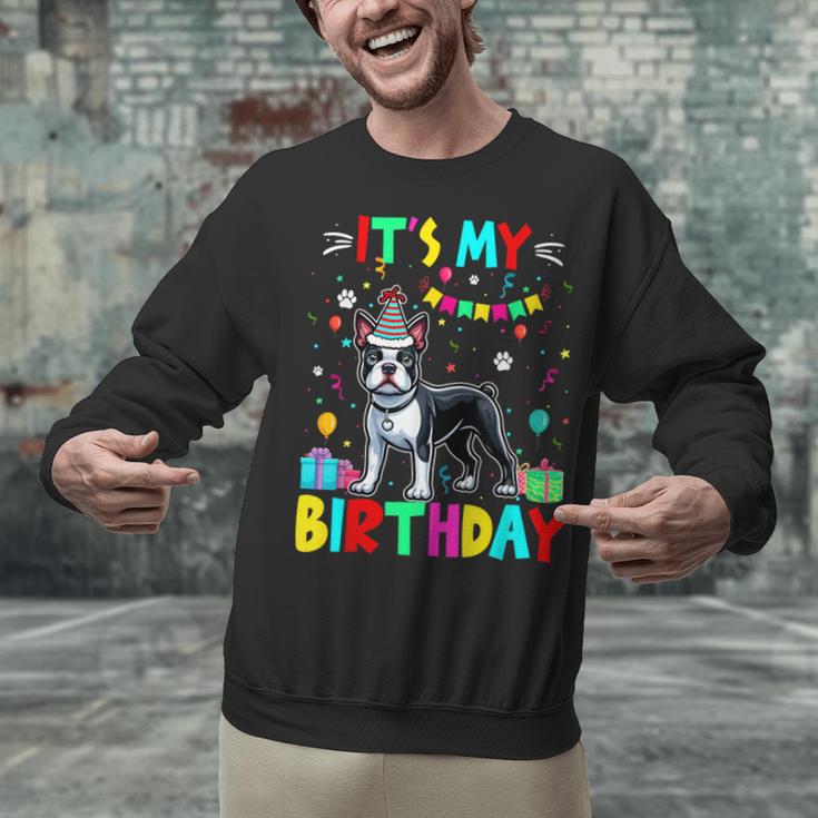 My Birthday Colorful Costume Boston Terrier Party Unisex Sweatshirt, gift for family, gift for coworker
