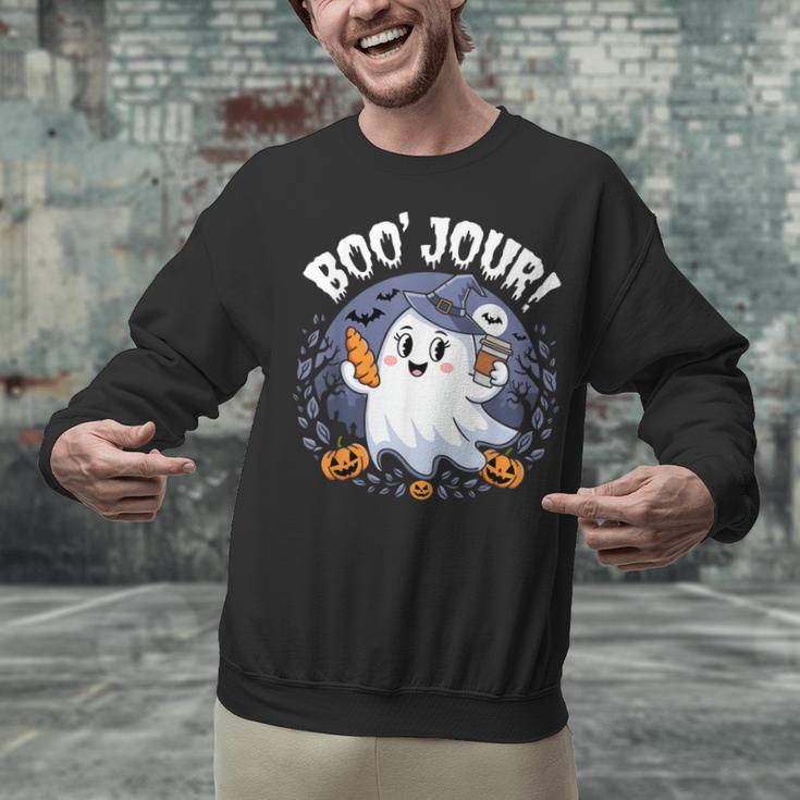 Boo Jour Ghost Halloween French Teacher Cute Coffe Croissant Unisex Sweatshirt, gift for family, gift for coworker Boo Jour Ghost Halloween French Teacher Cute Coffe Croissant Unisex Sweatshirt, gift for family, gift for coworker