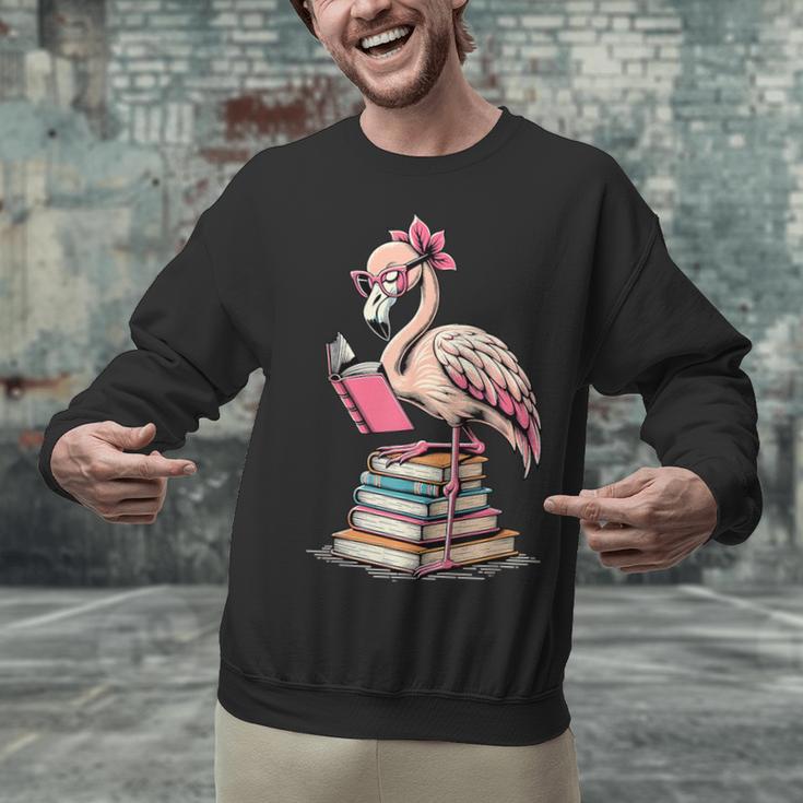 Book Lover Cute Flamingo Reading Teacher Librarian Women Unisex Sweatshirt, gift for family, gift for coworker