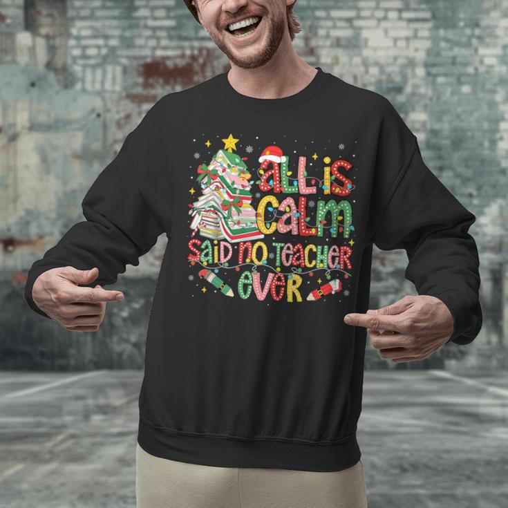Book Tree All Is Calm Said No Teacher Ever Christmas Unisex Sweatshirt, gift for family, gift for coworker