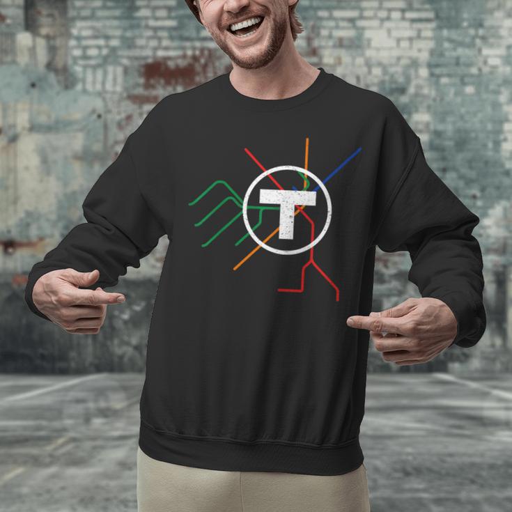 Boston T Subway Map Vintage MBTA Unisex Sweatshirt, gift for family, gift for coworker