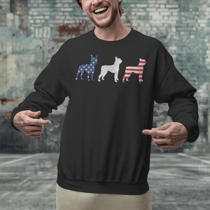 Boston Terrier 4th Of July Dog Patriotic USA Flag Man Woman Unisex Sweatshirt, Patriotic Boston Terrier Sweatshirts, Boston Terrier 4th Of July Sweatshirts, gift for family, gift for coworker