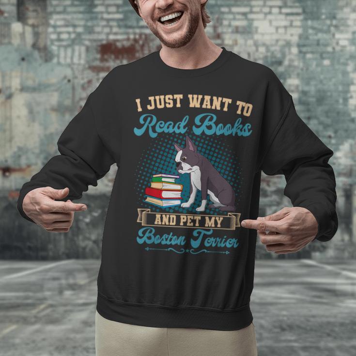 Boston Terrier American Gentleman Bibliophile Book Lover Unisex Sweatshirt, American Boston Terrier Sweatshirts, gift for family, gift for coworker