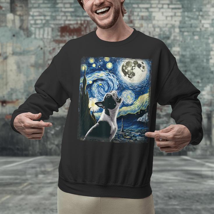 Boston Terrier Dog Art Van Gogh Starry Night Boston Terrier Unisex Sweatshirt, gift for family, gift for coworker