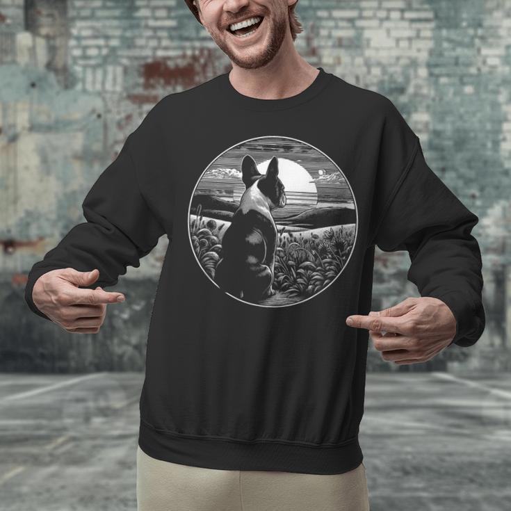 Boston Terrier Dog Nature Scene Graphic Art Men Women Girls Kids Unisex Sweatshirt, gift for family, gift for coworker