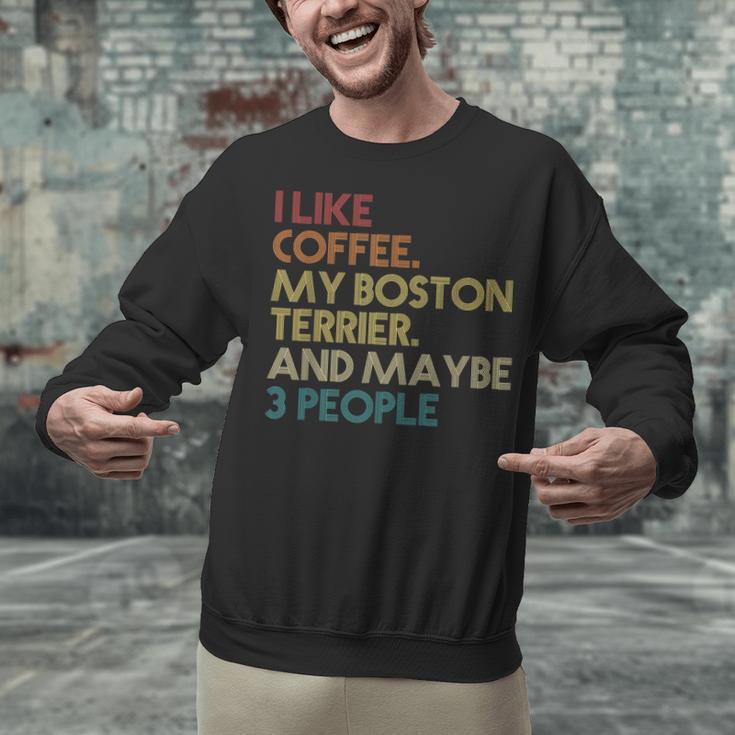 Boston Terrier Dog Owner Coffee Lovers Quote Vintage Retro For Men Women Unisex Sweatshirt, gift for family, gift for coworker