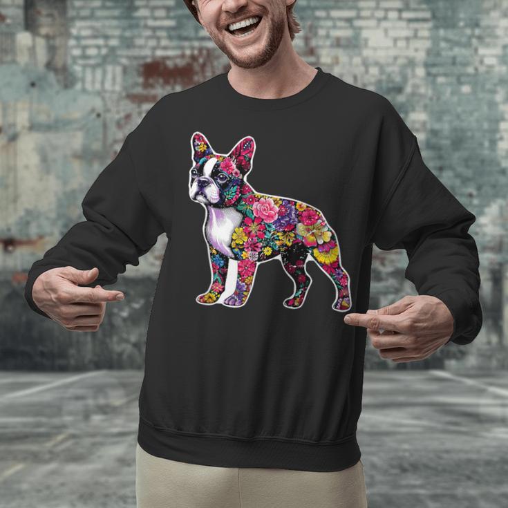 Boston Terrier Floral Dog Lover Vintage Distressed For Men Women Kids Unisex Sweatshirt, gift for family, gift for coworker
