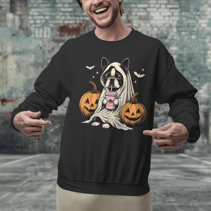 Boston Terrier Ghost Boo Halloween Costume Spooky Season Unisex Sweatshirt, Boston Terrier Ghost Sweatshirts, Boston Terrier Halloween Sweatshirts, gift for family, gift for coworker