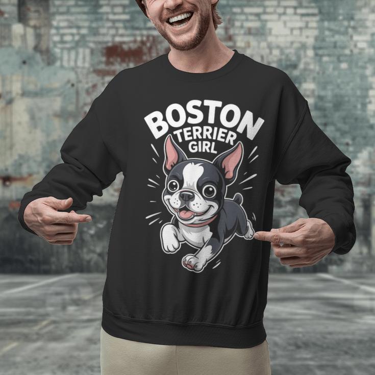 Boston Terrier Girl Cute Cartoon For Dog Owners Pet Terrier Unisex Sweatshirt, gift for family, gift for coworker