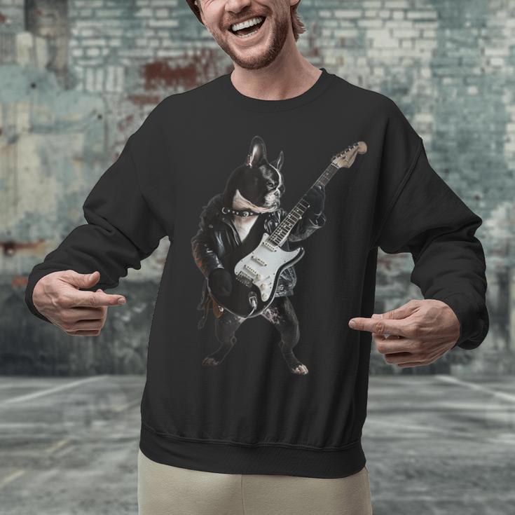 Boston Terrier Guitar Unisex Sweatshirt, gift for family, gift for coworker