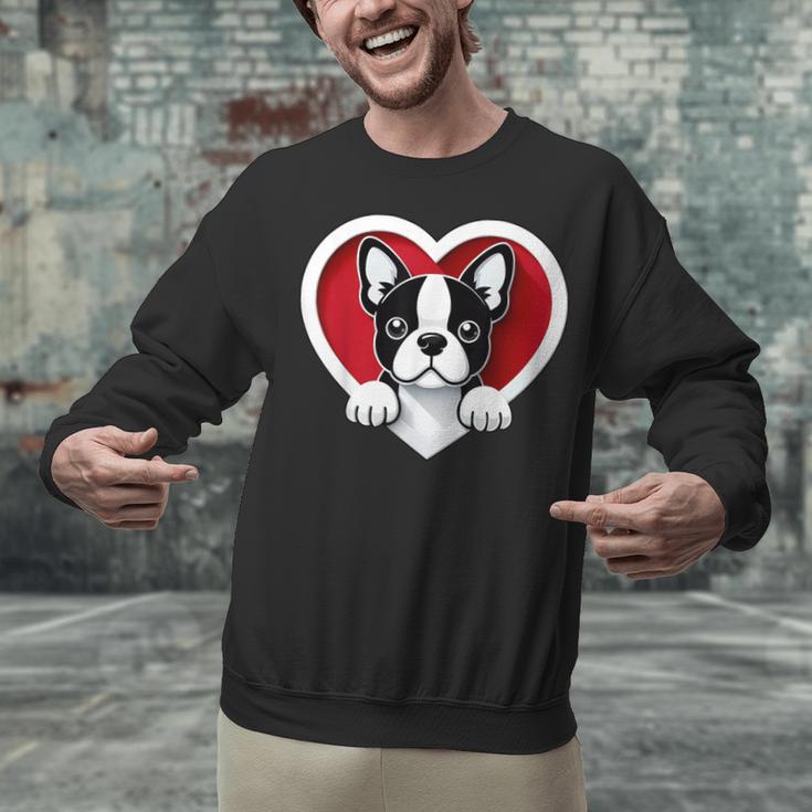 Boston Terrier Heart Cute Puppy Lover Or Dog Owner Unisex Sweatshirt, gift for family, gift for coworker