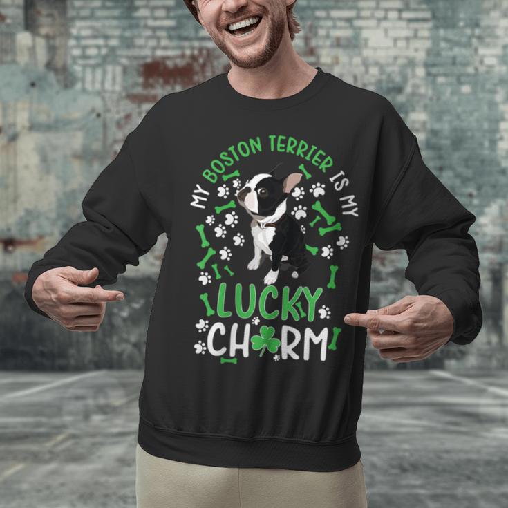 My Boston Terrier Is My Lucky Charm Paw Dog St Patrick's Day Unisex Sweatshirt, gift for family, gift for coworker