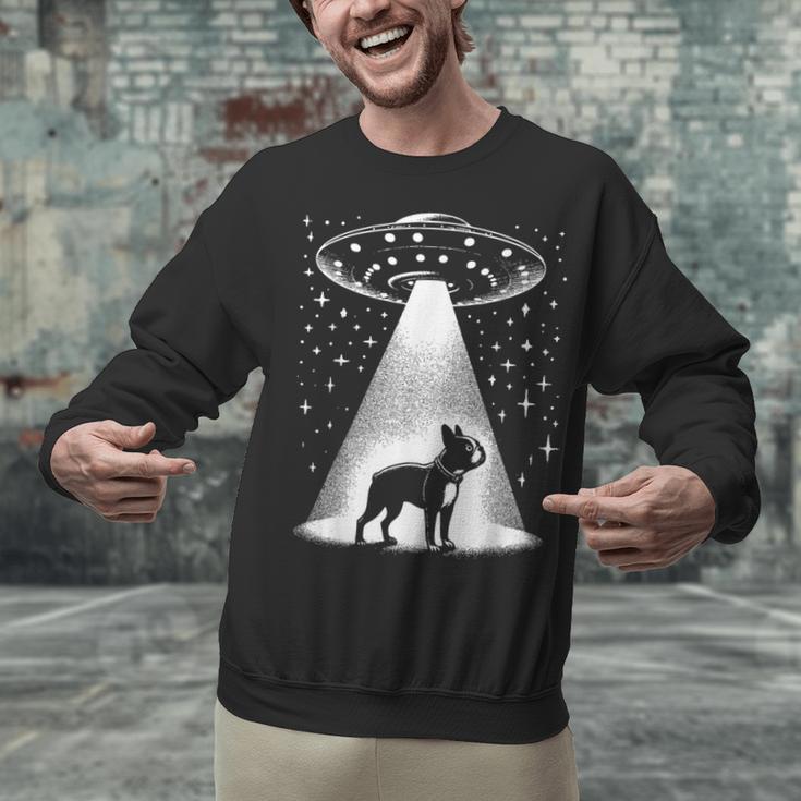 Boston Terrier Mom Dad Dog Alien UFO For Men Women Unisex Sweatshirt, Boston Terrier Mom Sweatshirts, Boston Terrier Dad Sweatshirts, gift for family, gift for coworker