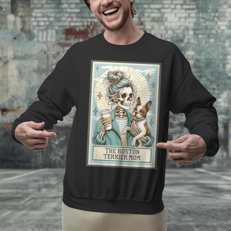 Boston Terrier Mom Skeleton Tarot Card Witch Vibes Dog Mom Unisex Sweatshirt, Boston Terrier Tarot Sweatshirts, Boston Terrier Mom Sweatshirts, gift for family, gift for coworker